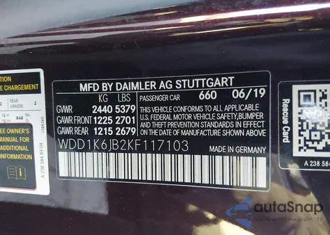 2019 Mercedes-Benz E 450 4Matic z USA, uszkodzony, nr VIN WDD1K6JB2KF117103